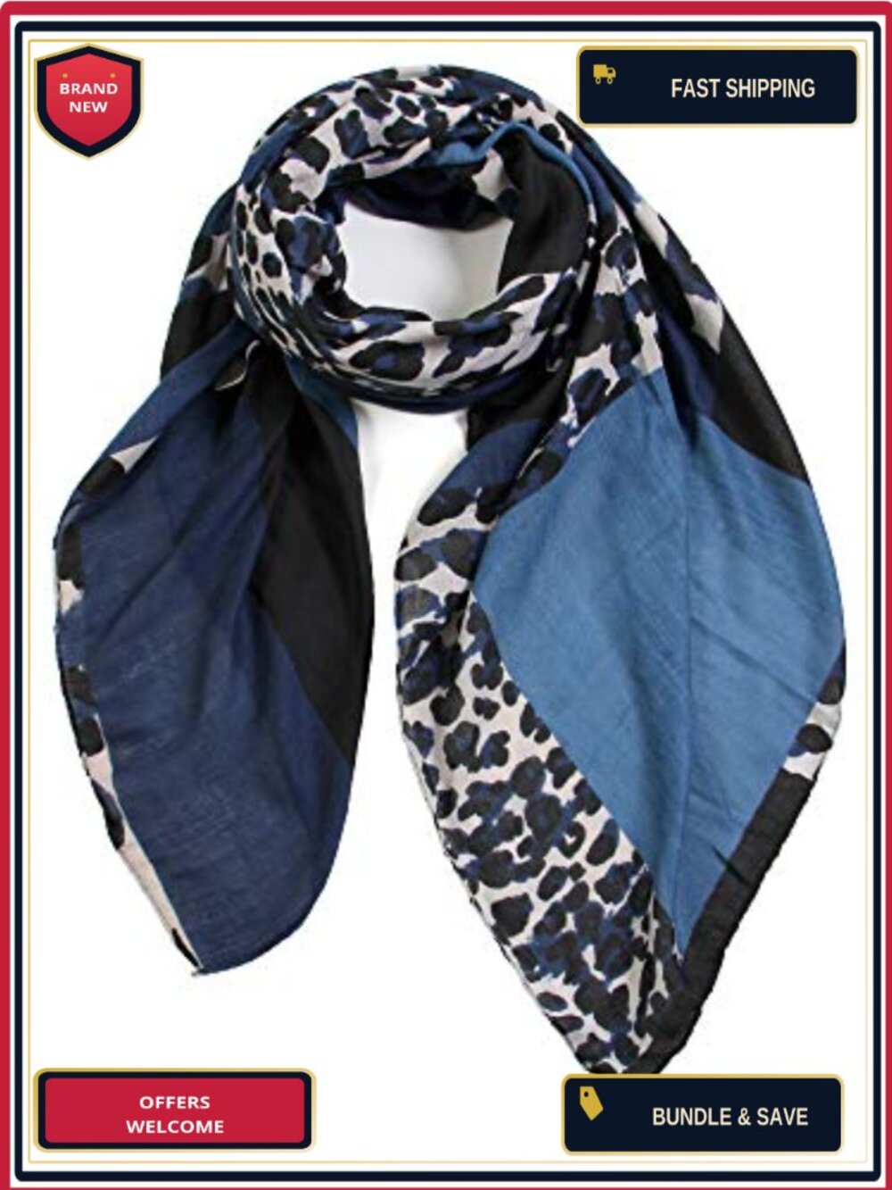 Leopard Print Fashion Scarf Shawl Wrap Lightweight Polyester 72x35
